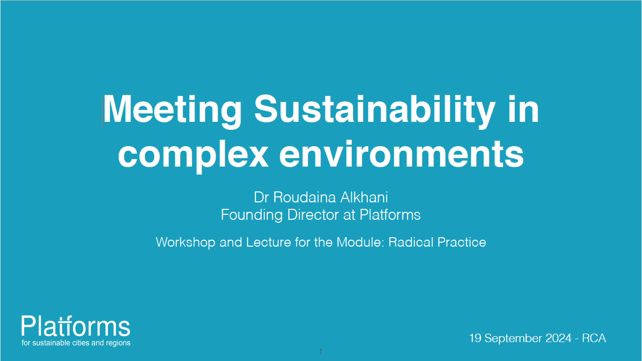 Meeting Sustainability Aims in Complex Work Environments. Workshop at the Royal College of Arts